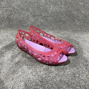 Crocs Adrina Women's Sz 11 Pink Purple Jelly Slip On Open Toe Ballet Flats Used - Picture 1 of 11