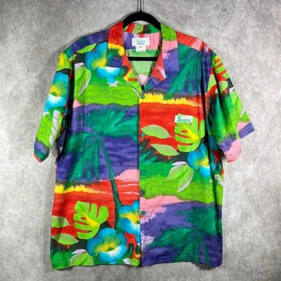 Vintage Original Jams Hawaiian Camp Shirt Mens XL Green Tropical Island Print - Image 1 of 4