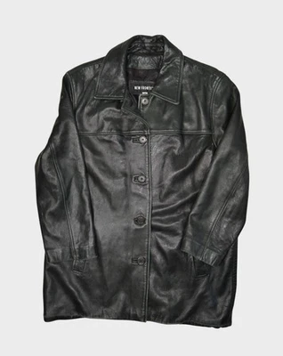 Nueva chaqueta de cuero Frontier para mujer mediana negra suave longitud media blazer con cuello Foto 1 de 4