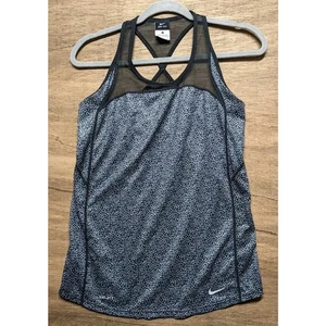 Nike Drifit Canotta Donna Taglia S Stampa Ghepardo Maglia Grigio Nero Racer Back - Foto 1 di 7