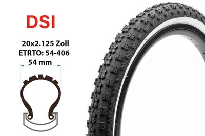 20 Zoll Fahrrad Reifen 20x2.125 BMX Mantel MTB Decke 54-406 Weisswand tire - Bild 1 von 4