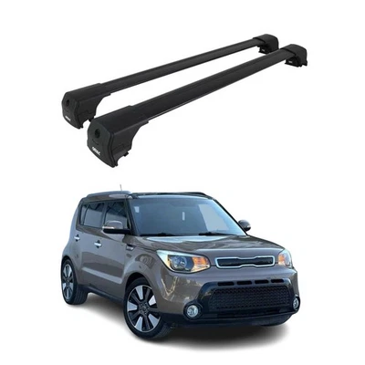 Portaequipajes barras transversales de techo de aluminio negro para Kia Soul 2014-2019 2 piezas Foto 1 de 4