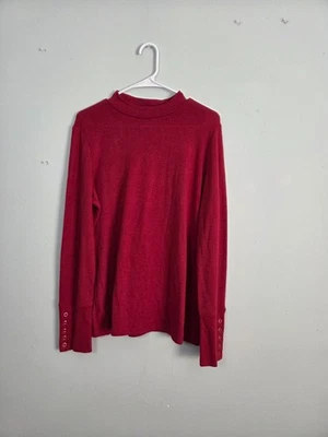 Suéter Rafaella Rojo Para Mujer Grande Manga Larga Cuello Alto Foto 1 de 4