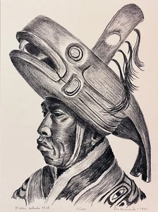 Dale De Armond 1/100 Native Wood Block Print Alaska Killer Whale Hat 1961 Rare - Picture 1 of 5