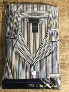 VTG NOS Bill Blass Pajama Set Large Long Sleeve Long Leg Multicolor Pin Striped - Picture 1 of 7
