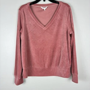 Soma Weekend Velour Top Sz  L Long Sleeve Mauve Pink Lounge Soft Comfy Sleep - Picture 1 of 7