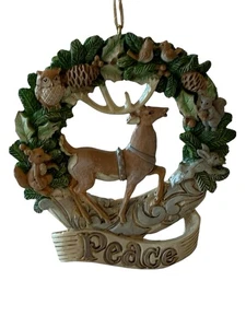 Jim Shore Heartwood Creek Ornament Kranz Hirsch Critters PEACE 6004654 - Bild 1 von 13