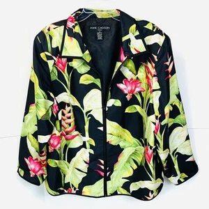 Chaqueta Anne Carson Mujer Talla Grande 2X 100% Seda Cremallera Completa Floral Cuentas Satén - Imagen 1 de 15