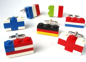 Flag Cufflinks made form LEGO Bricks Silver Plated weddings country patriotic - Picture 1 of 1