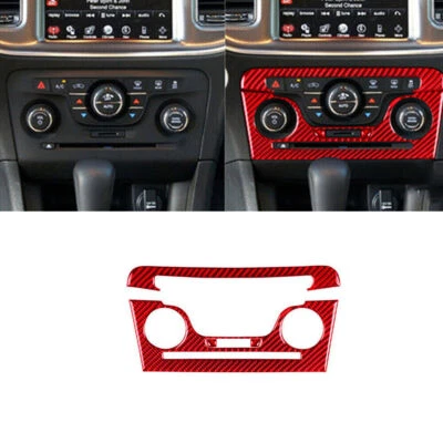 Para Dodge Charger 2011-2014 vermelho fibra de carbono CD AC console acabamento interior capa - Imagem 1 de 4