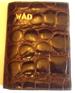 Suede Leather Wallet Gold Monogram Never Used 1940's - Picture 1 of 13