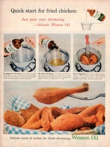 Vintage Werbedruck LEBENSMITTEL Wesson Öl Schnellstart für Brathähnchen 1957 - Bild 1 von 1