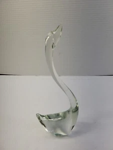 ART GLASS SWAN Vintage 10" Transparente Hecho a Mano Estatuilla de Pájaro ELEGANTE B44 - Imagen 1 de 7