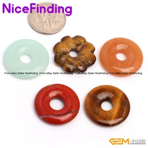 30 mm Natürlicher Runder Donut Ring Stein für Schmuckherstellung Halskette Anhänger Edelstein - Bild 1 von 24