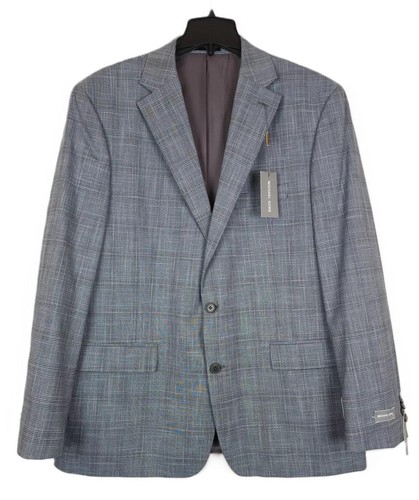 Cappotto sportivo elasticizzato Michael Kors uomo vestibilità moderna grigio a quadretti 38R nuovo con etichette