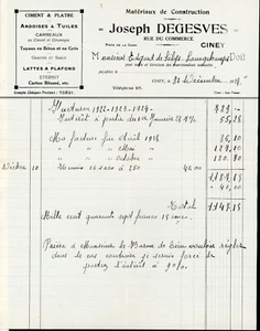 Facture + enveloppe timbrée adressées au Baron Edgard de Selys Longchamps de Jos - Picture 1 of 2