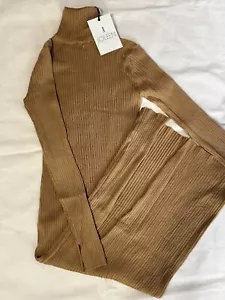 Joleen Women’s Stretch Midi Dress Size S-M Brown Long Sleeve Made In Italy - Picture 1 of 3