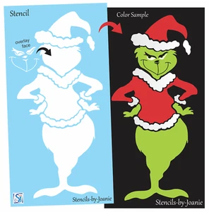 Stencils by Joanie Grinch Body Mean Mr Grinch Christmas Holiday DIY Art Sign - Picture 1 of 10