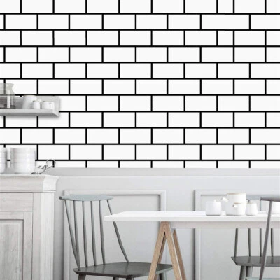 White Brick Wallpaper White Trellis Wallpaper Peel and Stick Self Adhesive  - Image 1 of 4