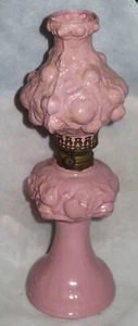 ITEM #424 SII 545 Antique Factory Painted Miniature Oil Lamp Roses - Picture 1 of 24
