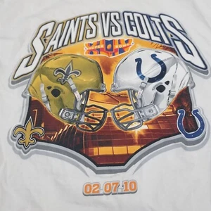NFL Super Bowl XLIV 2010 New Orleans Saints vs Colts Mens T Shirt XL Discolored - Picture 1 of 12