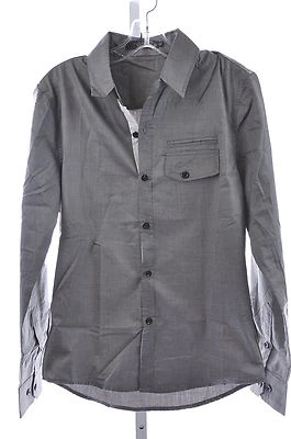 Camisa Doublju Para Hombre Botón Manga Larga Algodón Bolsillo en el Pecho Botón, Gris, US XL Foto 1 de 3