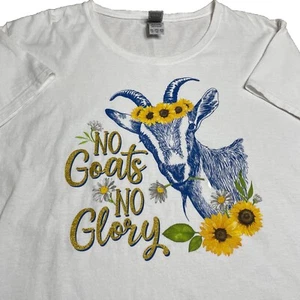 T-shirt grafica divertente 2XL no capre no gloria glitter cotone pesante manica corta - Foto 1 di 9