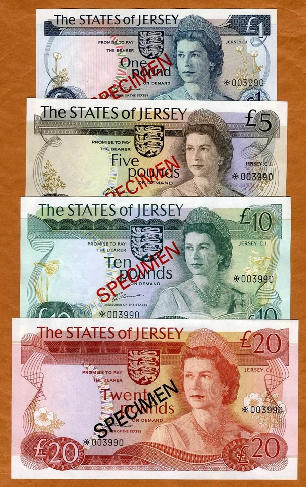 Specimen Set, Jersey, 1-5-10-20 Pounds 1975,  P-CS1, With C/O UNC - Image 1 of 3