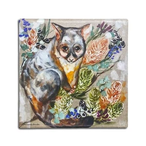 Amanda Brooks FORGET ME NOT POSSUM Stone Coaster - Australian Souvenir Gift - Picture 1 of 1