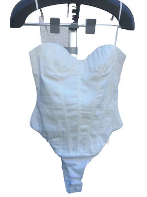 Zara все в одном боди верхний средний размер кремовый эластичной льняной смеси новый с ярлыком - Изображение 1 из 4