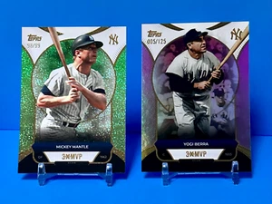 2 Cards - Mickey Mantle Green #98/99 ! & Yogi Berra Pink #5/125 ! - 3x MVP ! - Picture 1 of 7