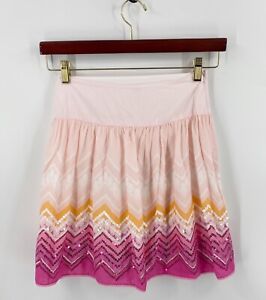 Justice Skirt Girls 12 Pink Orange Sequin Detail Flowy Boho Cotton Embellished
