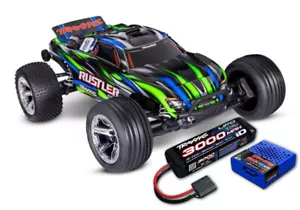 Traxxas TRX 37354 4Y Vert Rustler 1:10 2WD Rtr Stadium Truck Neuf Akku + - Photo 1 sur 11