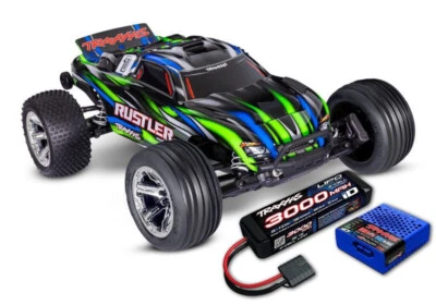 Traxxas TRX 37354 4Y Green Rustler 1:10 2WD Rtr Stadium Truck New Akku + Charger - Image 1 of 4