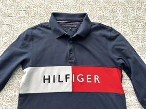 TOMMY HILFIGER Boys Long Sleeve Polo Shirt 12-13 Years Navy Blue - Picture 1 of 4