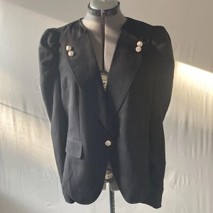 Forever 21 Plus Puff Sleeve Black Blazer XL Peplum Retired Design NWT TWEE 2010s - Picture 1 of 19