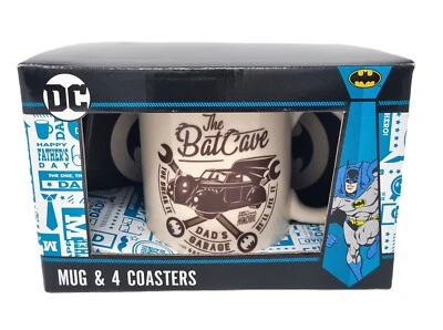 DC COMICS Gift for Dad Coffee Mug Gift Set "Dad's Garage" The Batcave Batman Christmas