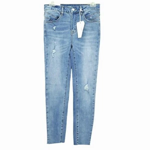 Klique B Skinny Ankle Jeans NEW Sz 5 Distressed Raw Hem Stretch Denim High Rise - Picture 1 of 10
