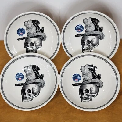 4 piezas Cerámica inglesa victoriana de Royal Stafford cuenco de sopa/cereal "sombrero de calavera" Foto 1 de 4