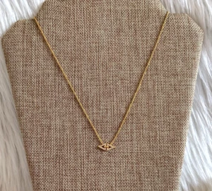 Vtg Dainty Necklace Preppy Geometric Triangle Rhinestone Boho Gold Tone 15131 - Picture 1 of 8