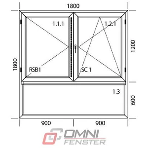 Kunststofffenster Fenster 180 x 180cm PVC DREH-KIPP-FIX weiß 3-flüg auf Maß - Bild 1 von 10