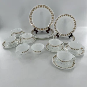 23 Teile Golden Butterfly Corelle Set Speiseteller Salattasse Untertasse Milchkännchen Zucker - Bild 1 von 21