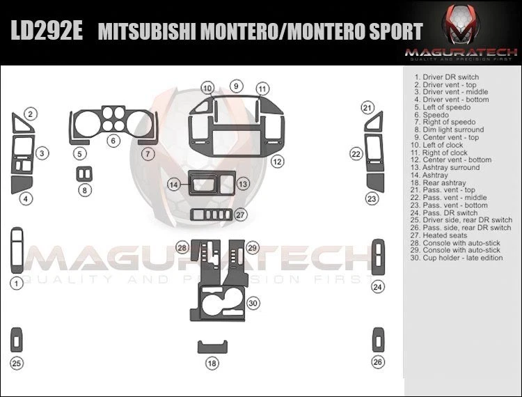 Se adapta a Mitsubishi Montero 2001-2006 con palo automático básico kit de molduras de tablero de madera premium Foto 1 de 3