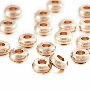 20x Brass Flat Round Bead Spacers Rose Gold 4x2mm Craft Bracelet Findings - Picture 1 of 4
