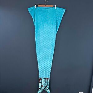 Turquoise Silver Sequinned Fleece Mermaid Tail Blanket