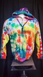 Custom Tie Dye Medium Unisex Zipper Hoodie Sweatshirt Sweet Dyes New - Picture 1 of 2