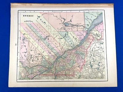 Mapa a color 1898 QUEBEC con ONTARIO en reverso - 14,5" x 11", mapa limpio Foto 1 de 4