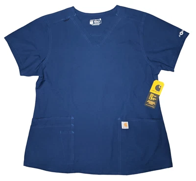 Blusa Médica CARHART Force Ajuste Moderno Cuello en V Mujer MEDIANA Azul 5 Bolsillos MT2113-W Foto 1 de 4