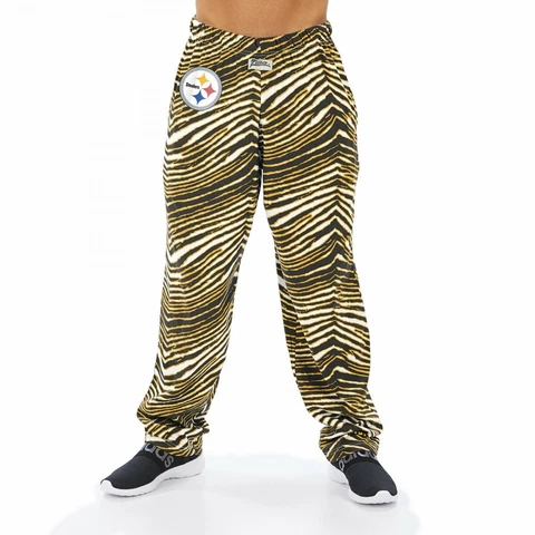 Zubaz NFL Men's Pittsburgh Steelers Classic Zebra Print Team Logo Pants Cover