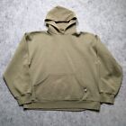 Russell Athletic Hoodie Mens Large L Drab Green Pullover Fleece Distressed 2000s